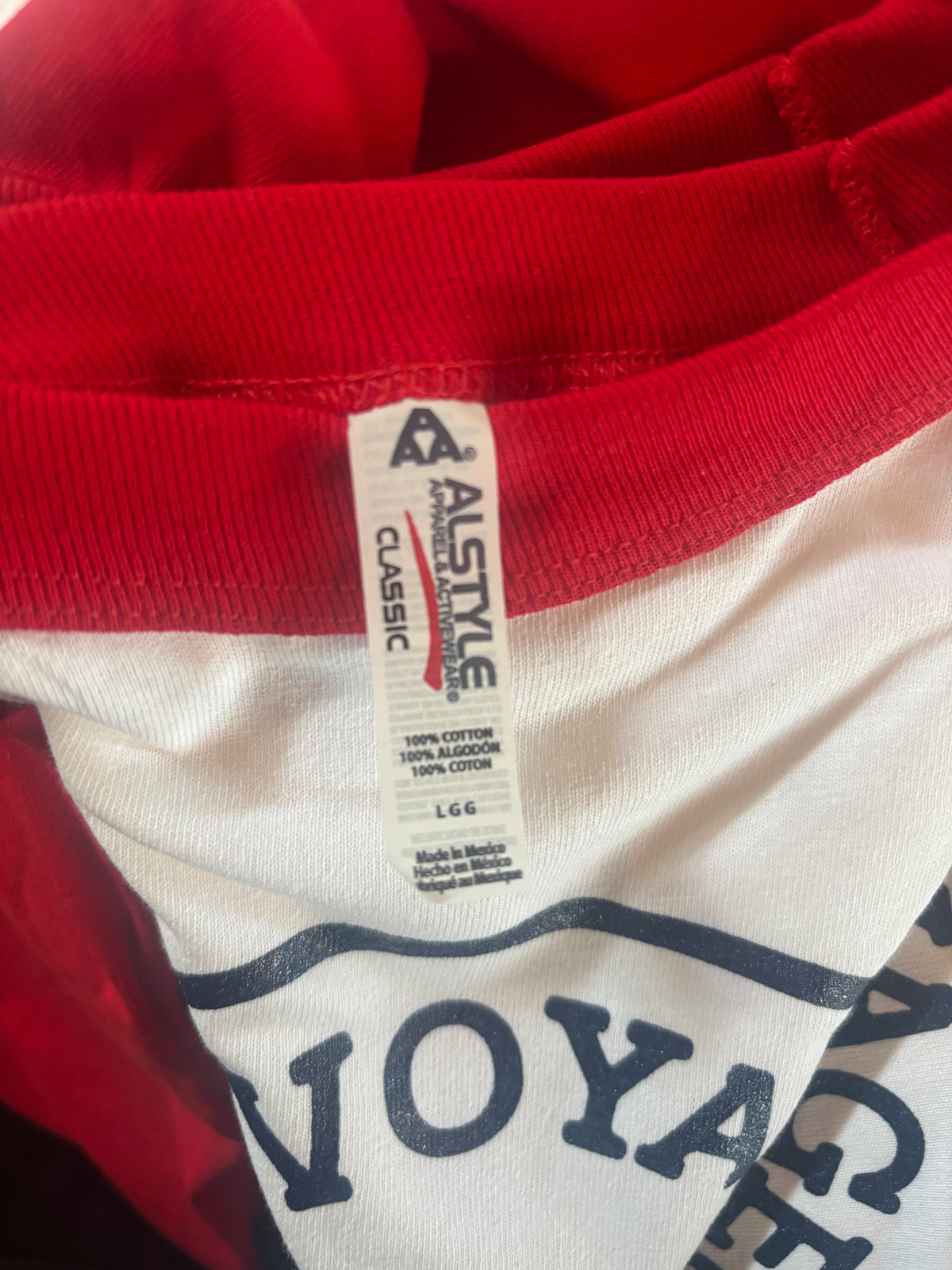 M Baseball 3/4 sleeve- White /Red sleeves- CV Circle logo (BB26.2)