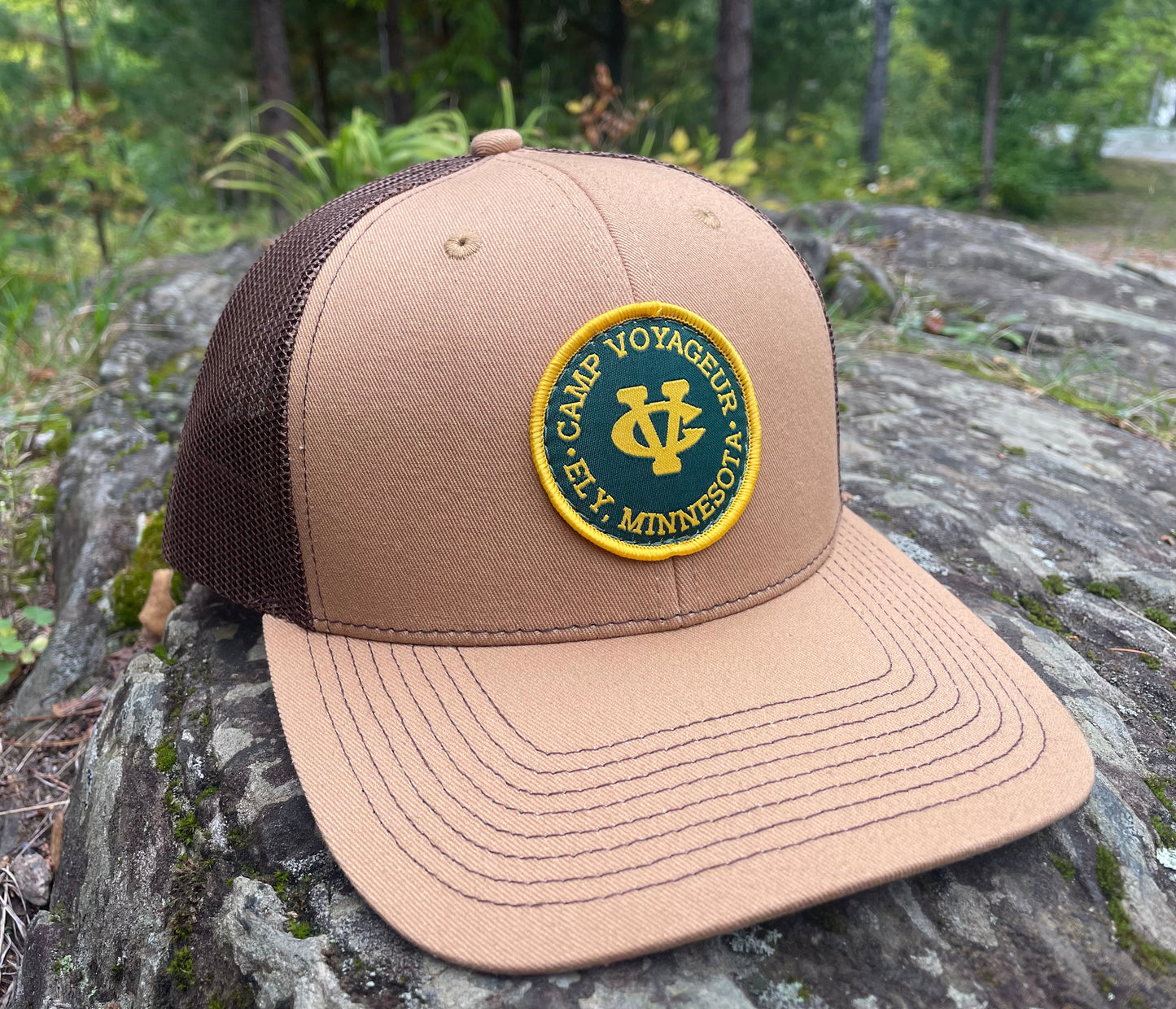 CV Trucker hat w/ CV Patch- Gold/ Brown (TRGB23)