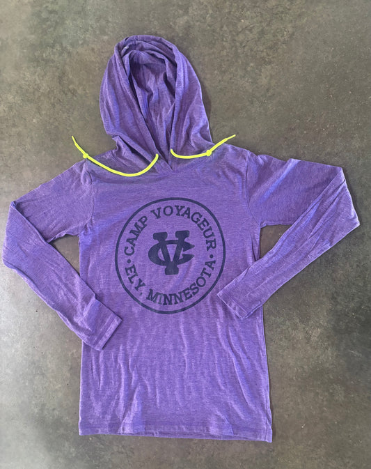 Women’s LS lightweight hoodie Heather Purple- Circle logo