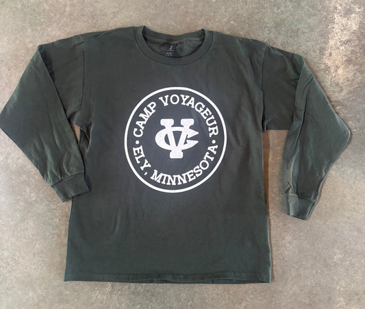 YL LS solid Forest Green - Circle logo (YL F Green)