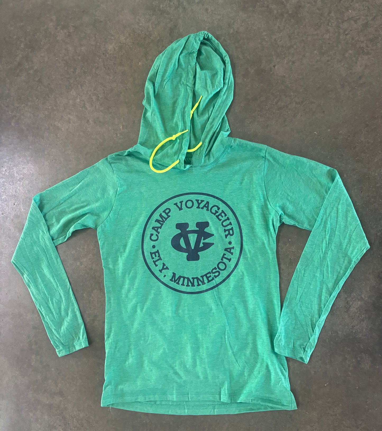 Women’s LS lightweight hoodie HeatherGreen- Circle logo