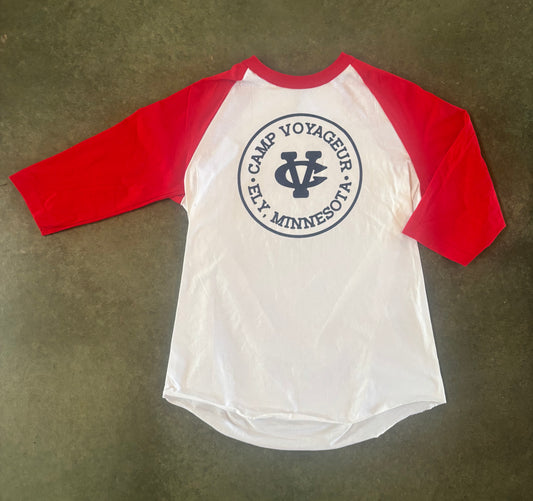M Baseball 3/4 sleeve- White /Red sleeves- CV Circle logo (BB26.2)