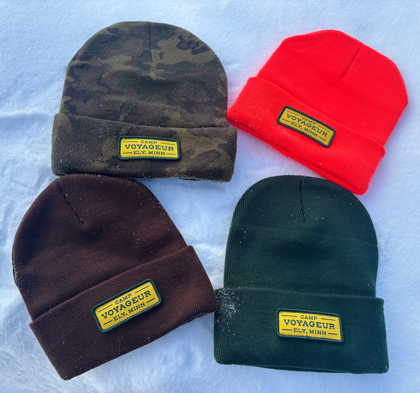 Camo Green Knit beanie w/ CV Rectangular Patch-(CB-25 Camo Green)