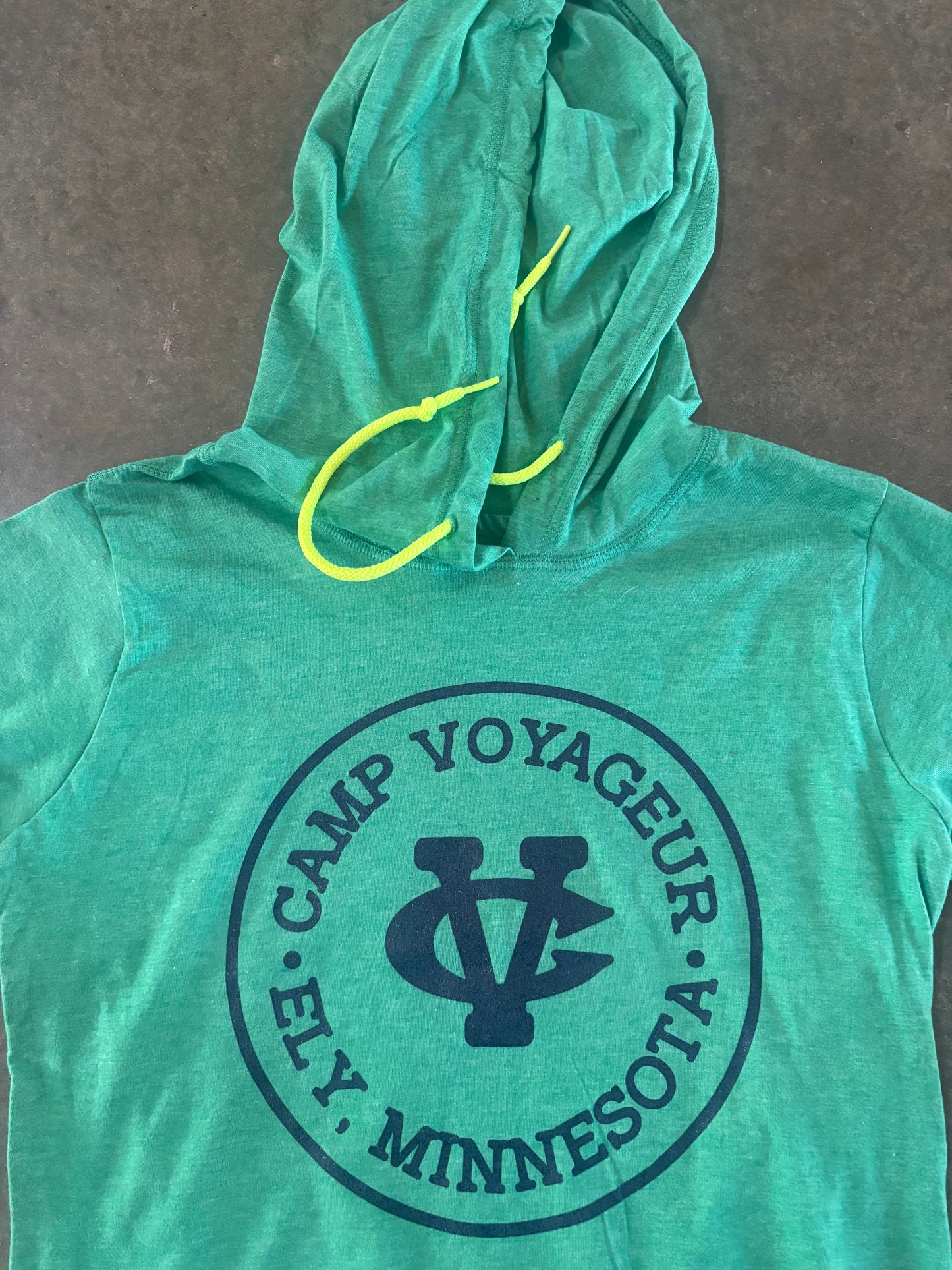 Women’s LS lightweight hoodie HeatherGreen- Circle logo