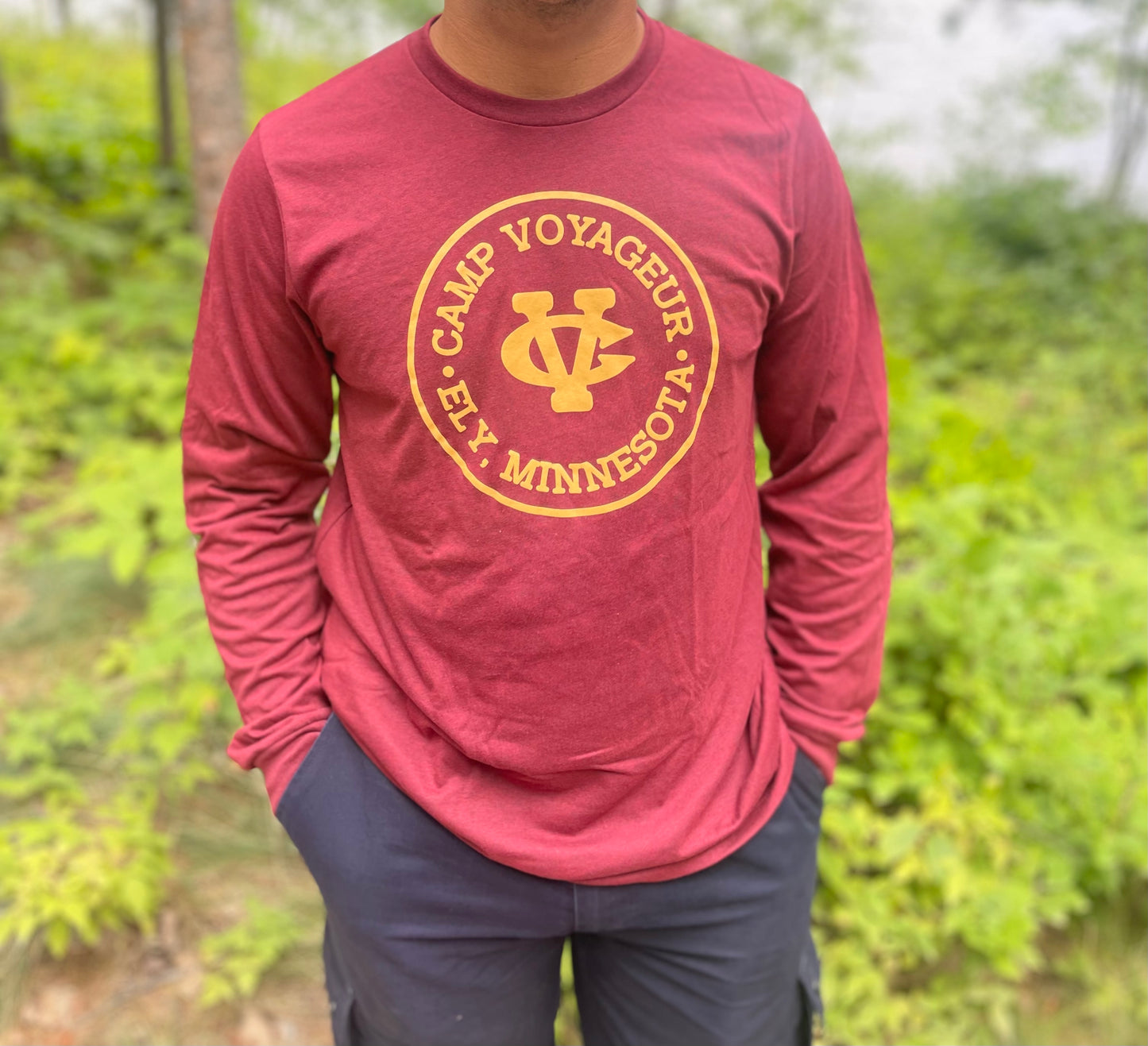 Long Sleeve- CV Circular logo- Cardinal Red (LSCR23)