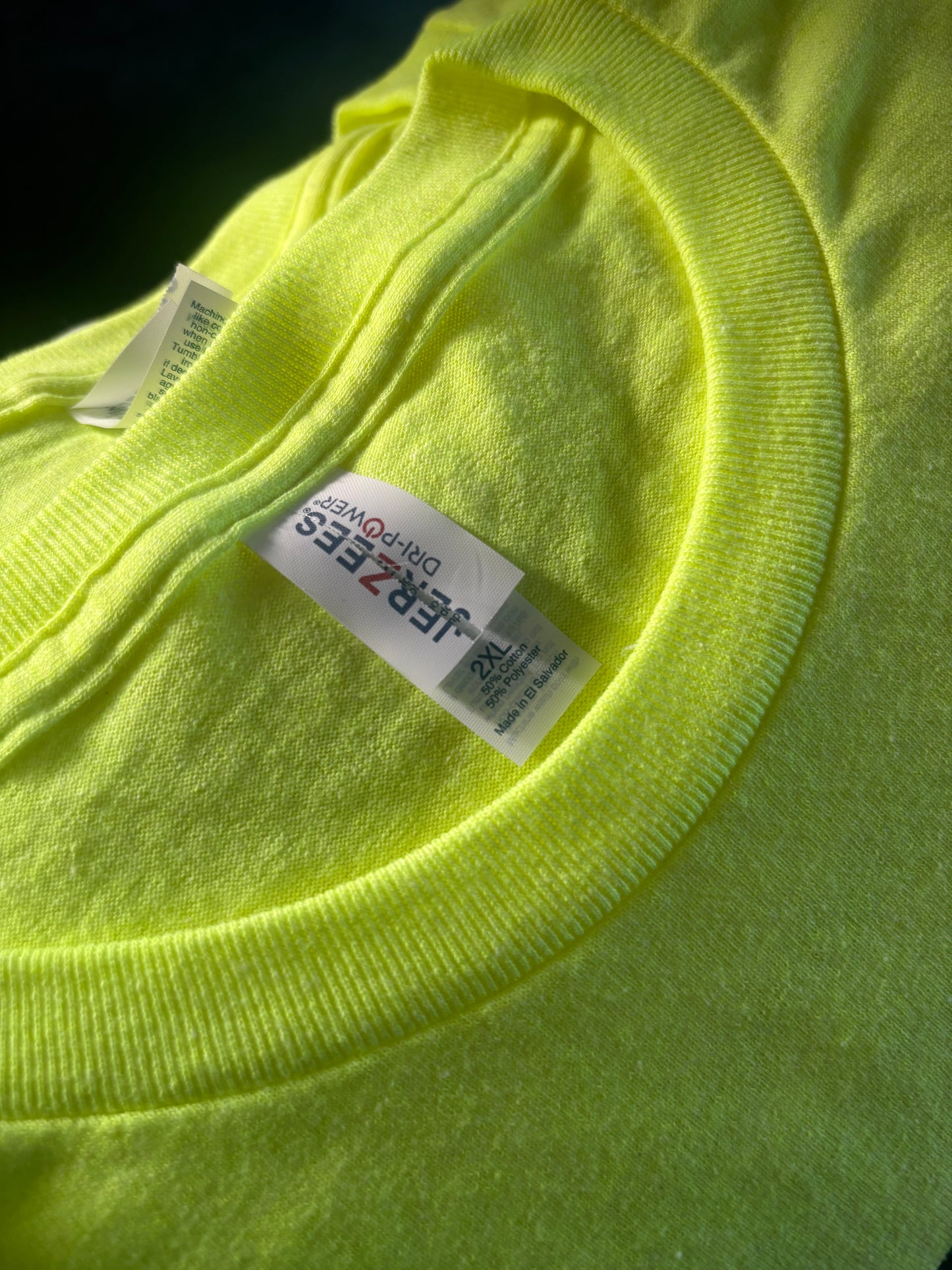2XL LS solid Neon Yellow- Circle logo
