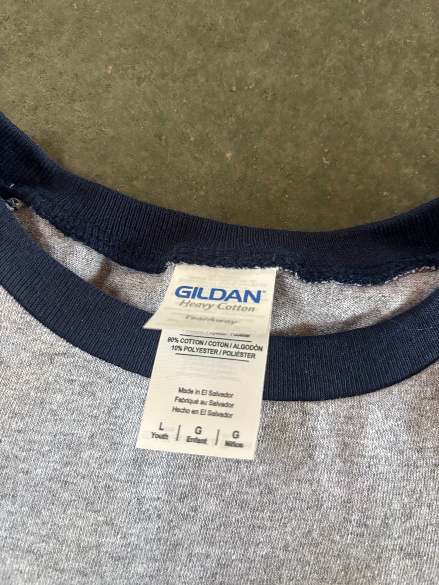 YL Baseball 3/4 sleeve Grey/ Navy sleeves - Circle logo
