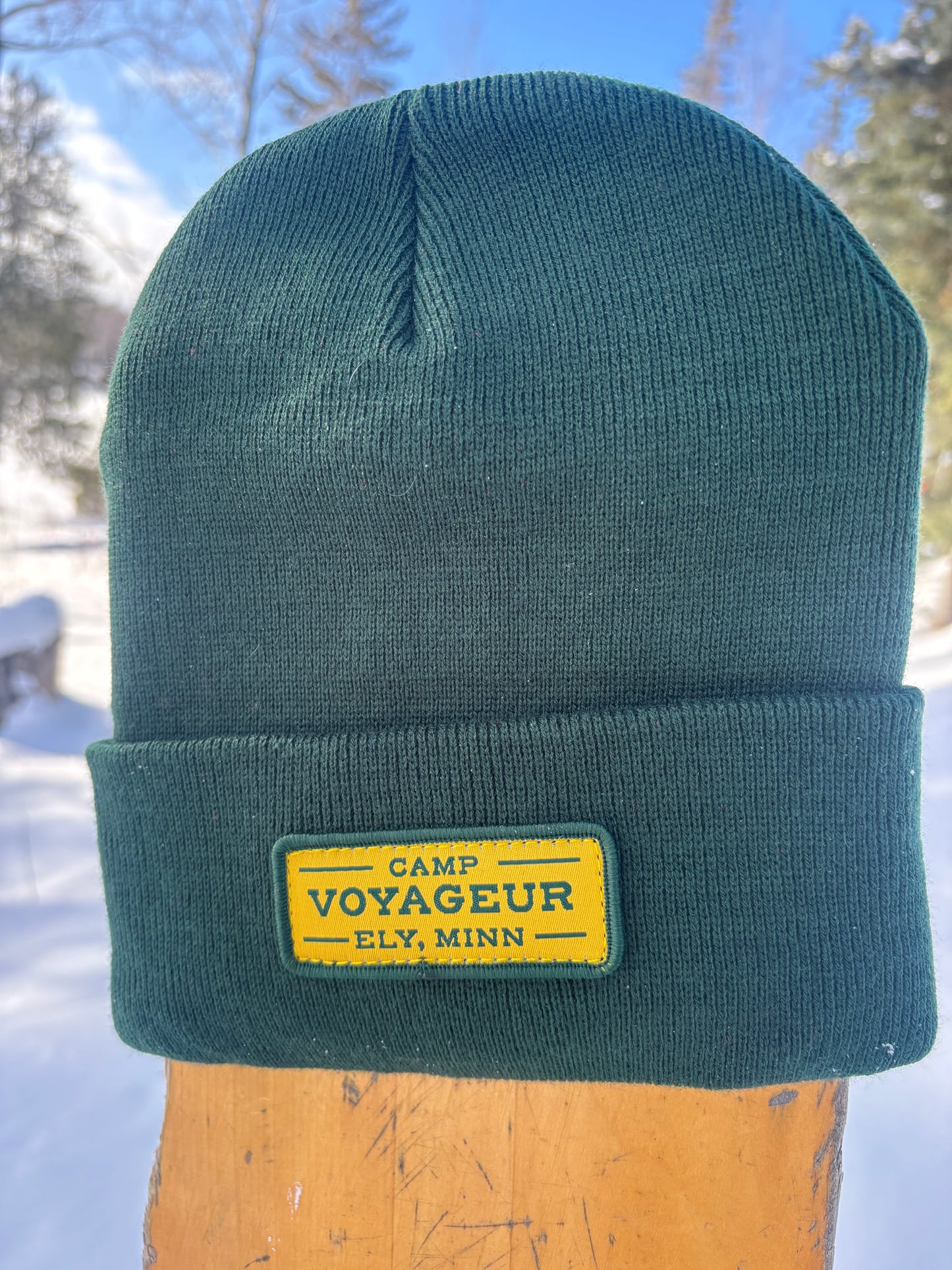 Forest Green Knit beanie w/ CV Rectangular Patch-(CB-25 Forest Green)