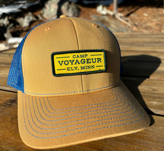 CV Trucker hat w/ CV Rectangular Patch- Biscuit/ True Blue (RPH-24 B/TB)