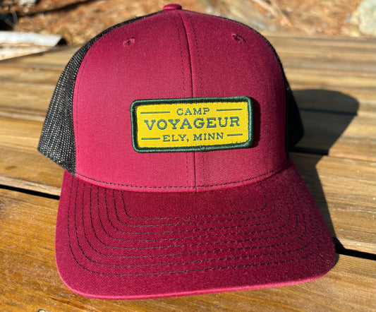 CV Trucker hat w/ CV Rectangular Patch- Cardinal/ Black (RPH-24 C/BL)