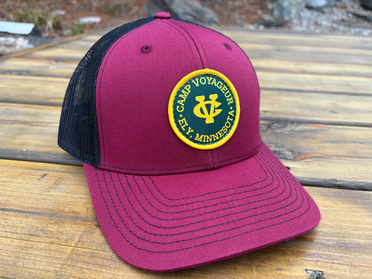 CV Trucker hat w/ CV Circle Patch- Cardinal/ Black (TH-24 C/BL)