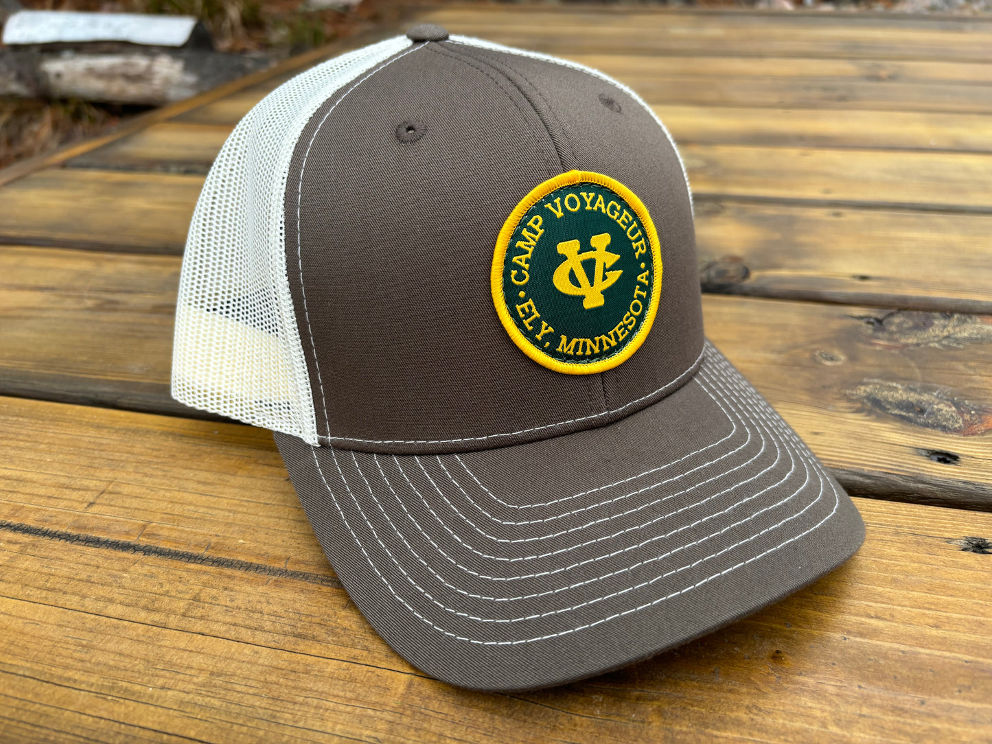 CV Trucker hat w/ CV Circle Patch- Chocolate Chip/ Birch (TH-24 CC/B)