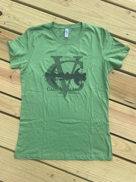 LIMITED- WOMEN'S T-shirt CV Canoe logo- Lime Green (LT12)