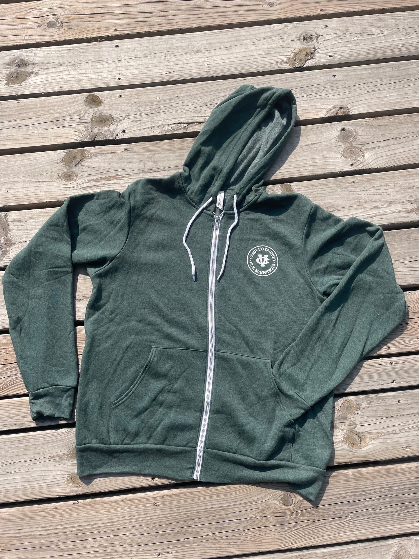 Hoodie Full-Zip- CV Circular logo on chest- Heather Green (F21)