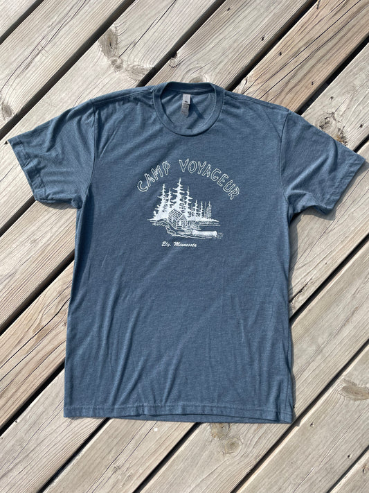 T-shirt CV Cabin logo- Heather Navy (T-19)