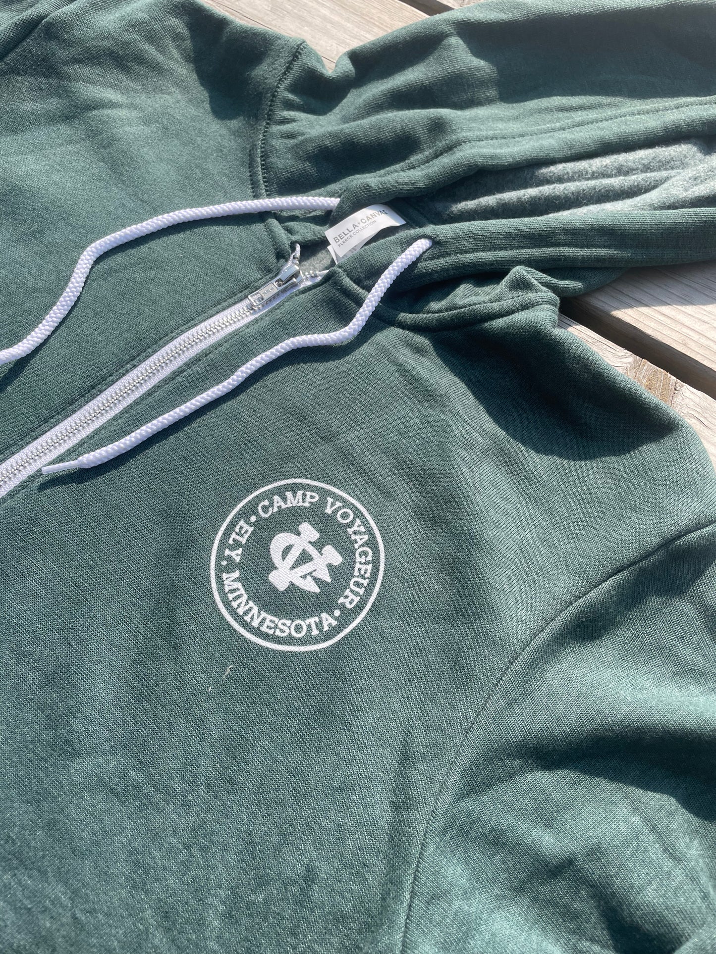 Hoodie Full-Zip- CV Circular logo on chest- Heather Green (F21)